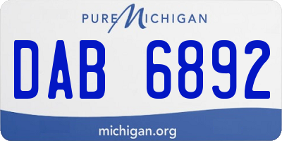 MI license plate DAB6892