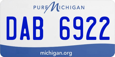 MI license plate DAB6922