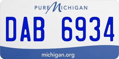 MI license plate DAB6934