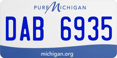 MI license plate DAB6935