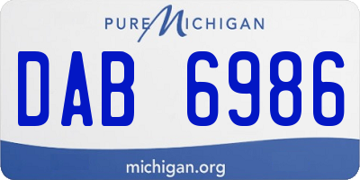 MI license plate DAB6986