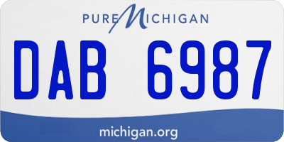 MI license plate DAB6987