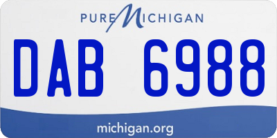 MI license plate DAB6988