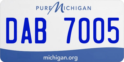 MI license plate DAB7005