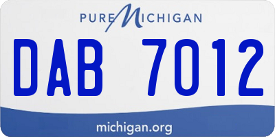 MI license plate DAB7012