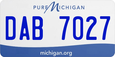 MI license plate DAB7027