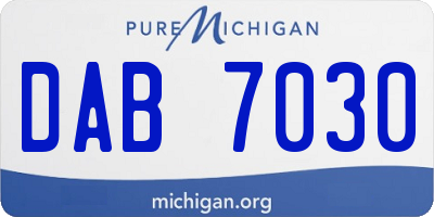 MI license plate DAB7030