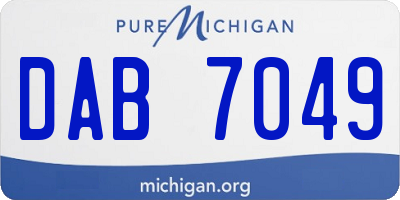 MI license plate DAB7049