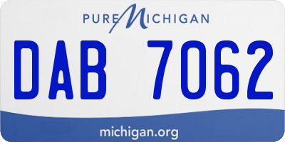 MI license plate DAB7062