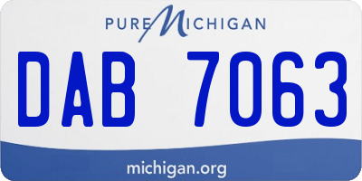 MI license plate DAB7063