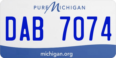 MI license plate DAB7074