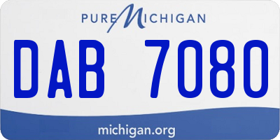 MI license plate DAB7080