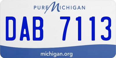MI license plate DAB7113