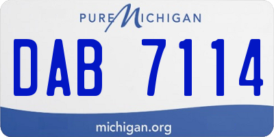 MI license plate DAB7114