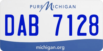 MI license plate DAB7128