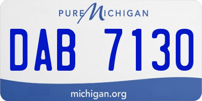 MI license plate DAB7130