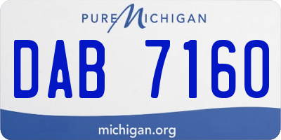 MI license plate DAB7160