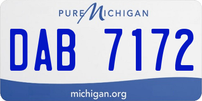 MI license plate DAB7172