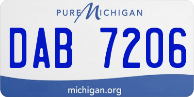 MI license plate DAB7206