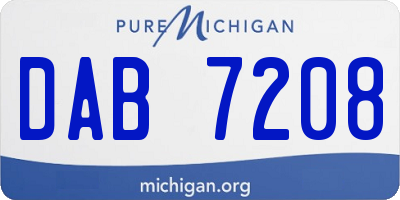 MI license plate DAB7208