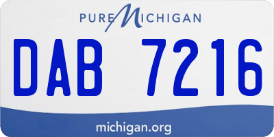 MI license plate DAB7216