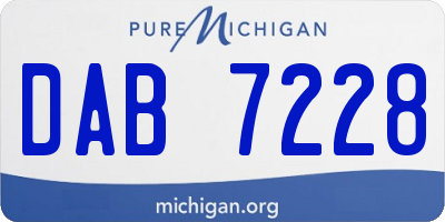 MI license plate DAB7228