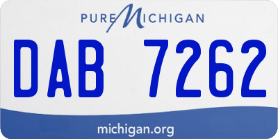MI license plate DAB7262