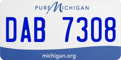 MI license plate DAB7308