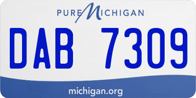MI license plate DAB7309