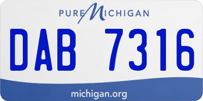 MI license plate DAB7316