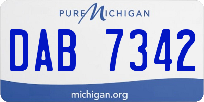 MI license plate DAB7342