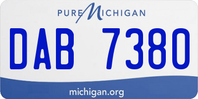MI license plate DAB7380