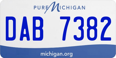 MI license plate DAB7382