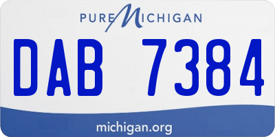 MI license plate DAB7384