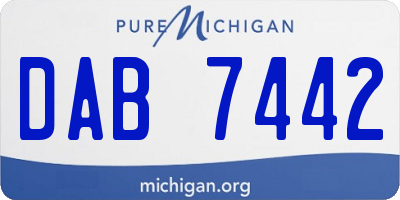MI license plate DAB7442