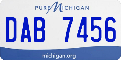 MI license plate DAB7456