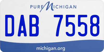 MI license plate DAB7558