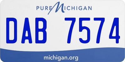 MI license plate DAB7574