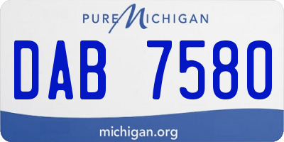 MI license plate DAB7580