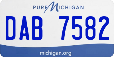 MI license plate DAB7582