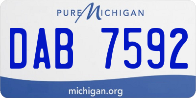 MI license plate DAB7592