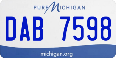 MI license plate DAB7598