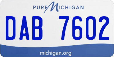 MI license plate DAB7602