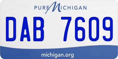 MI license plate DAB7609