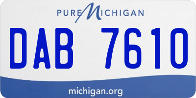MI license plate DAB7610