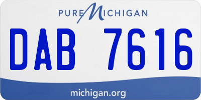 MI license plate DAB7616