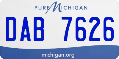 MI license plate DAB7626