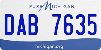 MI license plate DAB7635