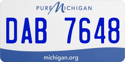 MI license plate DAB7648
