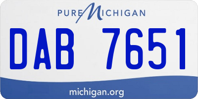 MI license plate DAB7651